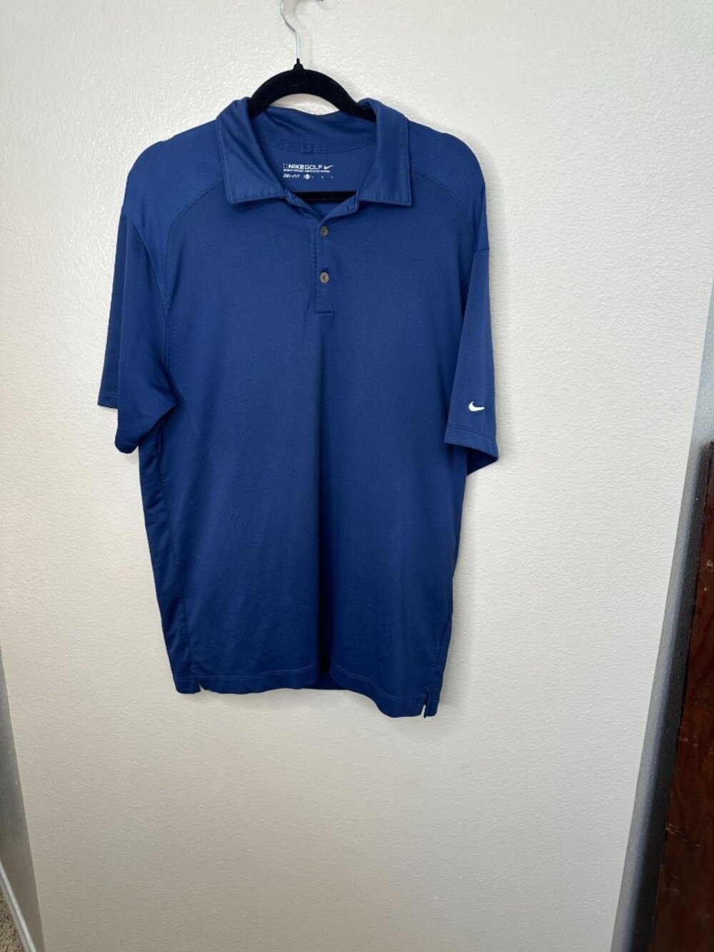 Nike Golf Dri-Fit Blue Polo Shirt L Mens Performance Activewear Short Sleeve